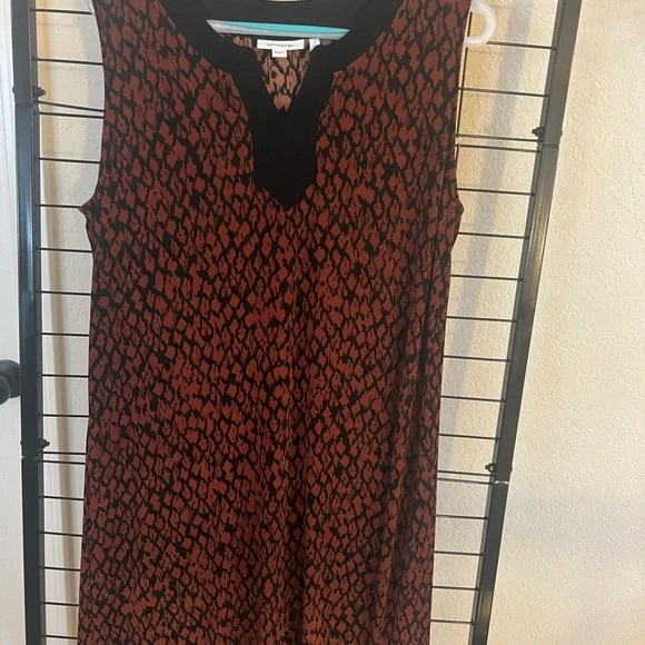 Rust orange /Black Sleeveless Dress - Picture 2 of 5